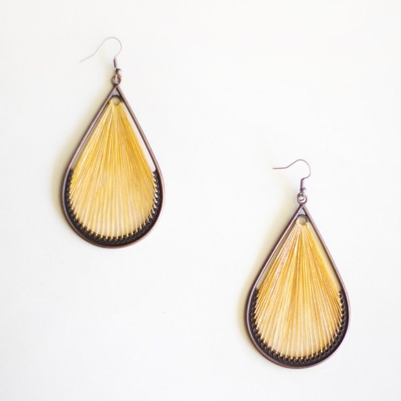 Bohemian Threaded Teardrop Earrings - Picture 4 of 6